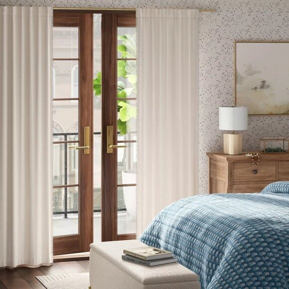 Threshold Blackout Slub Weave Raw Edge Single Natural Curtain Panel 50" x 84" - Picture 1 of 7